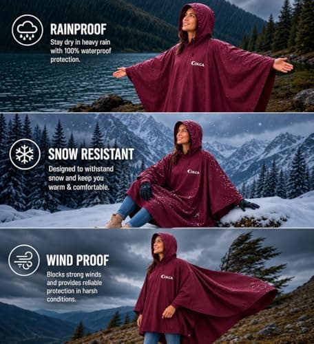 Colca Rain Poncho for Women | Waterproof | Heavy Duty | Reusable | for Camping | Trekking | Hiking | Army | Urban Use | Maroon 4