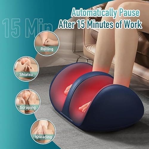 ZYNTO Shiatsu Foot, Calf & Leg Massager for Pain Relief with Heat & Kneading function.Corded Electric Foot Massager Machine for Relief Tired Muscles Pain Relief,Promotes Blood Circulation Clockwise &  2