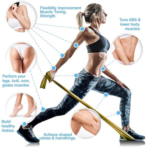FirstFit Natural Rubber Resistance Loop Bands | Elastic Exercise Band Set | Best Resistant Workout Loops for Booty, Glute, Leg & Thigh Exercising (1.5 Meter Yellow) - (10-15 lbs) 3