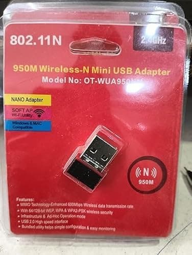 New Mini Wireless USB WiFi Adapter - 150-Mbps Device Adapter Dongle for PC/Computer Dekstop - Receiver 450-Mbps - 2.4Gz - 802.11B - WiFi Network Adapter - 950M Wireless N Mini USB Adapter - Pack of 1 5