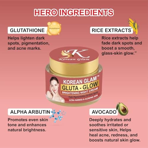 Korean Glow Brightening Night Cream for Fair & Glowing Skin | Reduces Dark Spots, Acne Scars & Pigmentation | Deep Nourishment & Hydration – 30g 2