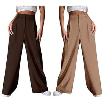 GRECIILOOKS Women High Rise High Waist Trousers Flared Korean Style Formal Pants| Elegant Workwear for Office, College & Events (Available in Plus Size)