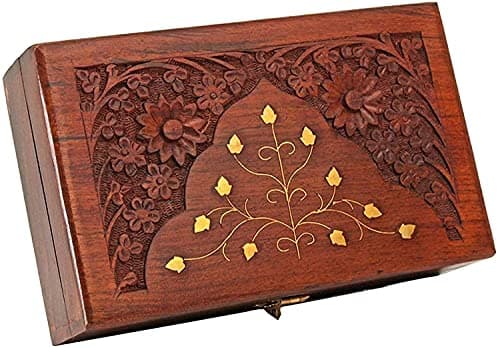 MOON CRAFT Wooden Jewelry Box Organizer - Classical Wood Jewlery Box Jewelery Storage Box Case Holder Jewellery - Carved 3