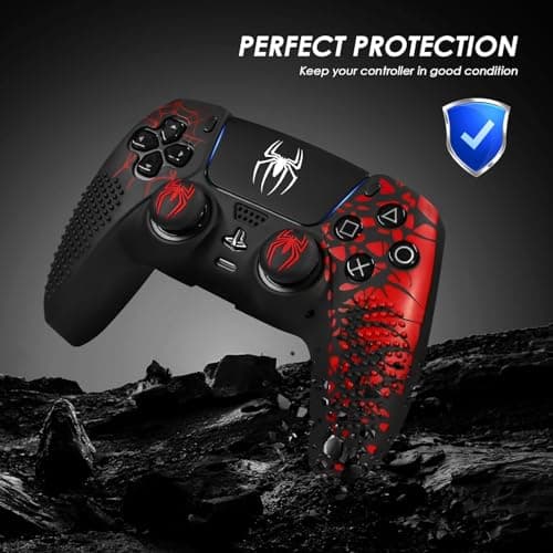 LATALI Silicone Cover Compatible PS5 Controller, Anti-Slip Silicone Skin & Grip Cover with Thumb Grips, Touchpad Sticker - Protective Case/ Non-Slip PS 5 Controller Accessories Kit (Spider-Man Edition 6