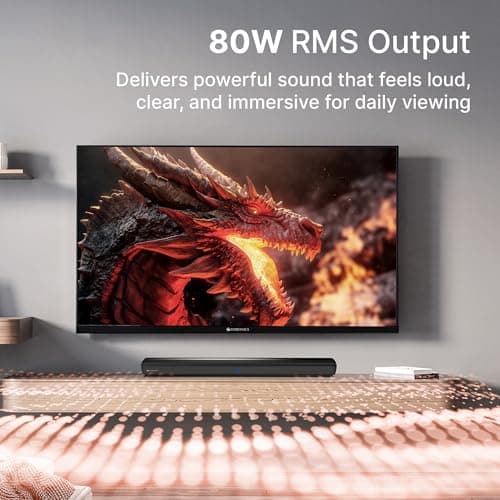 ZEBRONICS 80W Soundbar with Dual Drivers, 2.0 Channel with Dual Drivers, BTv5.4, TV ARC, USB, AUX, LED Indicator, Remote Control, Wall Mountable, (Juke Bar 2550) 2