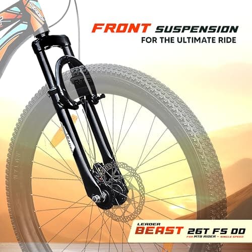 Leader Beast 26T Mountain Cycle for Men with Front Suspension and Dual Disc Brake with Complete Cycle Accessories | Without Gear Cycle - Ideal for 10+ Years (Frame: 18 Inches) (26T, Matt Black) 4