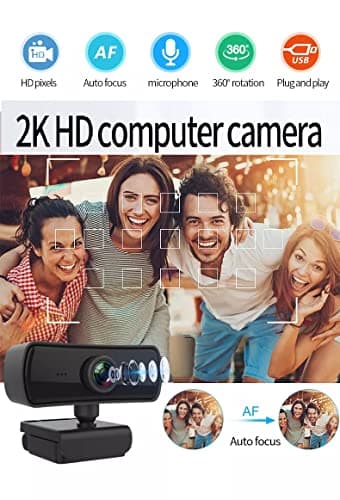 AUSHA® Webcam with Microphone, HD 2K Web Camera for Laptop Computer PC Desktop, Web Cam with External Privacy Cover for Video Calling,Conferencing, Gaming (Executive Webcam) 2