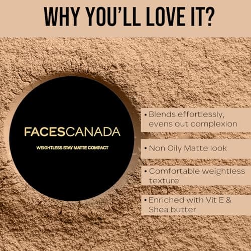 FACESCANADA Weightless Stay Matte Finish Compact Powder - Toffee 05, 9g | SPF 20 | Non Oily Matte Look | Evens Out Complexion | Prevents Acne | Blends Effortlessly | Pressed Powder For All Skin Types 2