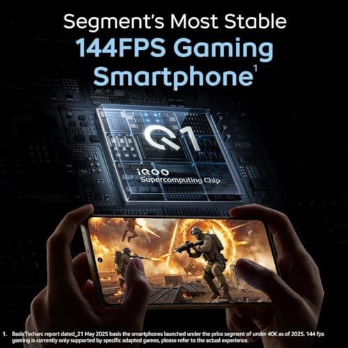 iQOO Neo 10 (Asphalt Black, 8GB RAM, 256GB Storage) | Segment's Fastest Processor* with Snapdragon 8s Gen 4 & Supercomputing chip Q1 | 120W FlashCharge | Segment's Brightest AMOLED Display* 3