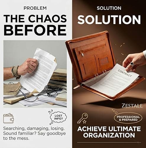 ZesTale Professional Leatherette Material 2 Ring File Folders, Conference Folder| Certificate Document Folder | Certificates Folder | Leather folders for documents | Folders with 20 Leafs(200 Micron) 3