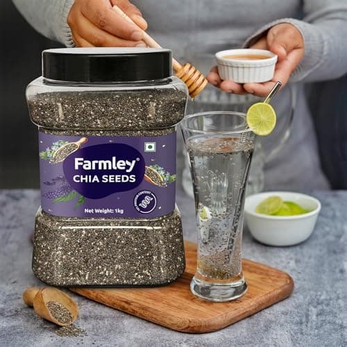 Farmley Chia Seeds 1 Kg, I Seeds for Eating | Seeds for Weight Management | Rich in Calcium, Omega-3, Protein, Fibre, & Non GMO, Reusable Jar (Pack of 1) 5