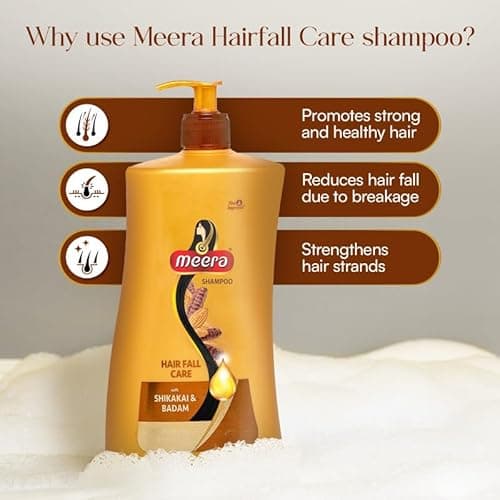 Meera Hairfall Care Shampoo with Badam & Shikakai | Strengthens Roots & Reduces Hair Fall | Paraben-Free Formula for Men & Women | Strong, Healthy Hair (1 ltr) 4