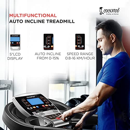 Cockatoo Smart-Run A6 6HP Peak Auto Incline DC Motorized Treadmill for Home,with Auto Incline Treadmill for Home & MP3, Bluetooth, Max Speed 16 Km/Hr, Max User Weight 130 Kg 2