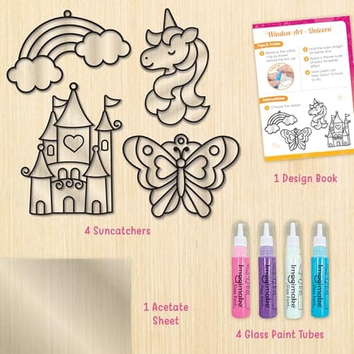 Imagimake DIY Window Art Unicorn | Glass Painting Kit | Art & Craft Kit for Girls | Perfect Birthday Return Gifts for Kids Ages 5,6,7,8,9,10, Multicolour 2