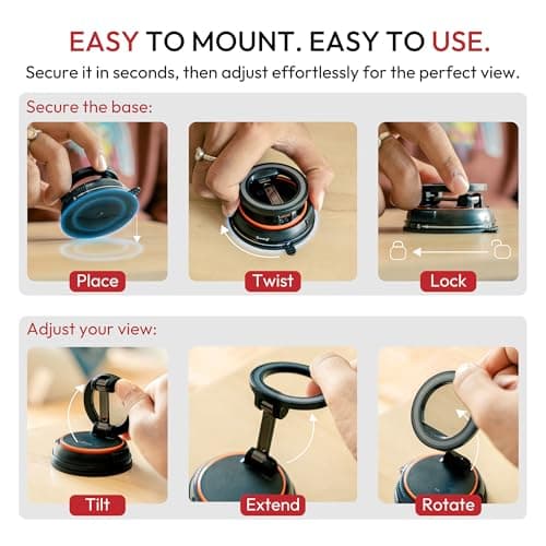Capes Maglock Anywhere Mount Magnetic Phone Holder for Car, Gym & Home | 360° Rotatable & Foldable Mag-Safe Compatible Suction Mount for iPhones & Androids 3
