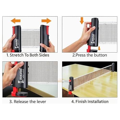 Cockatoo Table Tennis Portable Adjustable Net, Spin Fit TT Net with Box -Red 3