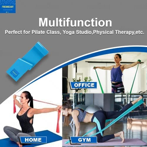 FreshDcart Rubber Resistance Band 1.5 Meter Stretching Belt for Workout, Yoga, Fitness Training, Home Gym, Strength Building, Flexibility Exercises for Men & Women (Blue) 3