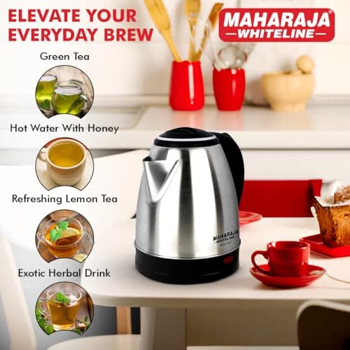 Maharaja Whiteline Viva Joy 1500 Watt Stainless Steel Electric Kettle | 1.5 Litres | Auto Shut Off- White 4
