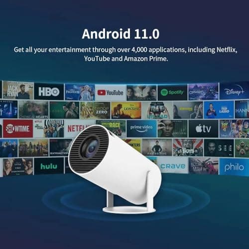 IC PLUS Portable Mini Projector XGODY Gimbal3 Smart Android 11 HD Projector 1080P 4K WiFi6 BT Home Theater Video Projector 180° Rotatable Stand Car Keystone Correction for Mobile Phone TV Stick 2