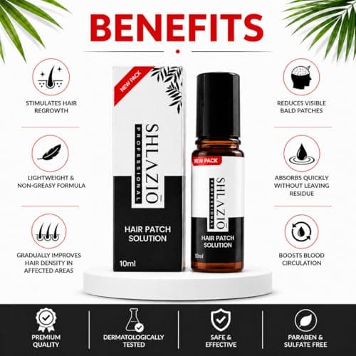 Shlazio Professional Hair Patch Solution | Alopecia Treatment | Promotes Natural Hair Regrowth | Anti-Hair Loss Formula | 10ml 2