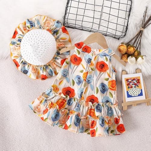 Hopscotch Baby Girls Floral Print Sleeveless Multicolor Casual Dresses for Ages (6-9 Months) 2