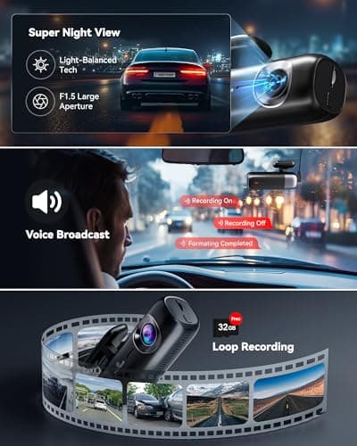 REDTIGER F9 Dash Cam 4K Front and Rear 1080P, Built-in 5.8GHz WiFi and GPS, Dual Dash Camera for Cars with 32GB Card, Loop Recording, Parking Mode, Smart App Control 5