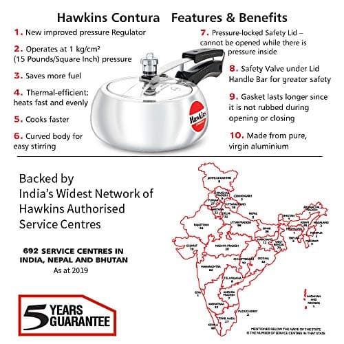 Hawkins Contura 2L Aluminium Inner Lid Pressure Cooker (Silver) 3