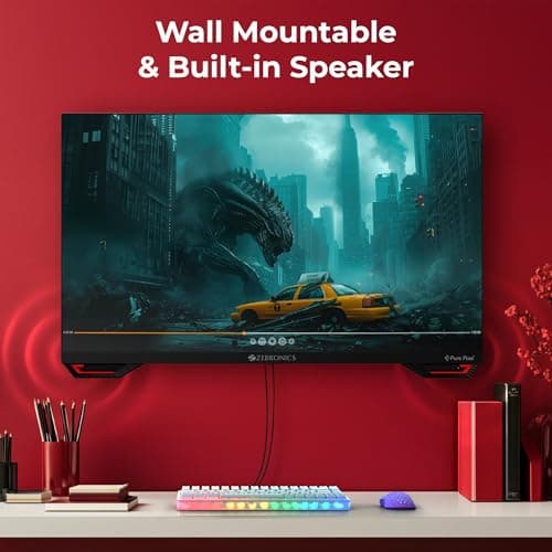 Zebronics S27A 27"" (68.5 cm) Gaming Monitor, 220Hz Refresh Rate, Fast IPS Display, HDMI, DP, FHD 1920x1080, 350nits Brightness, Built-in Speakers, ZGame Aid, Adaptive Sync, Bezel-less, Wall Mountable 5