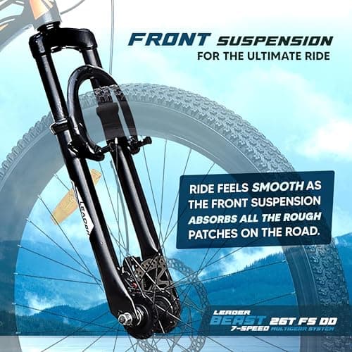 Leader Beast 26T Multispeed (7 Speed) Mountain Bike with Front Suspension & Dual Disc Brake - MATT_Black_SEA Green, Ideal for 12 + Years,Mountain Bike,Mens,Front,18 inches 4