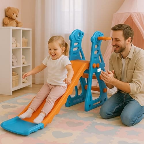 Amazon Brand - Solimo Garden Penguin Slide with Basketball for Indoor & Outdoor Use | for Kids 2-4 Years Old | Safe & Fun | Ideal for Boys & Girls | Toy for Kids | Easy Assembly, Multicolor 5