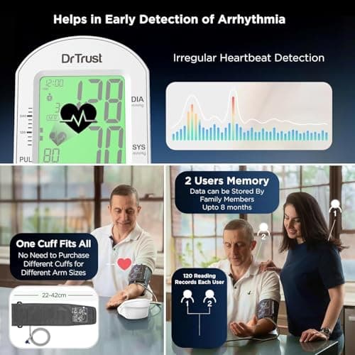 Dr Trust USA Intellitrack Fully Automatic Portable Digital Blood Pressure Monitor BP Machine For Hypertension & Managing Heart Health, BP Apparatus For Home & Clinic Use, Most Accurate Measurement, US 4
