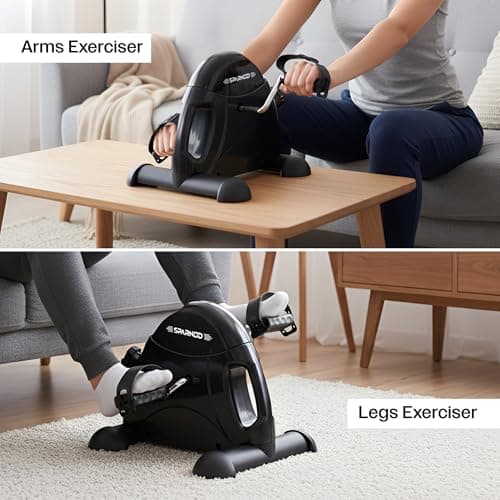 Sparnod Fitness SMB-475 Arm & Leg Mini Exercise Bike with LCD Display, Adjustable Resistance, Portable Under Desk Pedal Exerciser for Home & Office Workout, Compact Steel Frame, 120kg Capacity 3