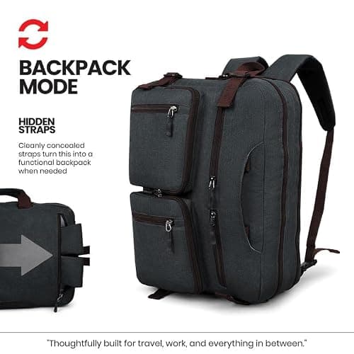 FATMUG Laptop Messenger Bag For Men - Convertible Large Backpack For Office And Travel (Dark Grey, Oxford Fabric) 3