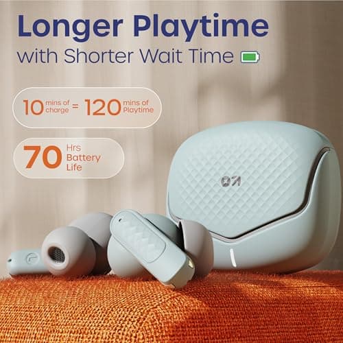 GOBOULT Z40 V2.0 with 70H Playtime, Quad Mic ENC, 45ms Low Latency, 13mm Bass, Legacy Continues, IPX5, Bluetooth 5.4, TWS Truly Wireless in Ear Earbuds (Arctic Blue) 5