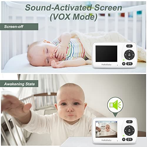 HelloBaby Monitor with Camera and Audio, 1000ft Long Range Video Baby Monitor-No WiFi, Night Vision, VOX Mode-Power Saving, 2.4'' Portable Travel Screen, Baby Safety Camera, for Baby/Pet, Plug & Play 6