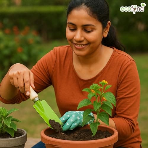 ecofynd Gardening Transplanter Hand Tool (Small Trowel with Wooden Handle), Home Garden Durable Plant Tool, Planting, Weeding, Pruning, Soil Maintenance, Farming Essential Kit (GT010) 5