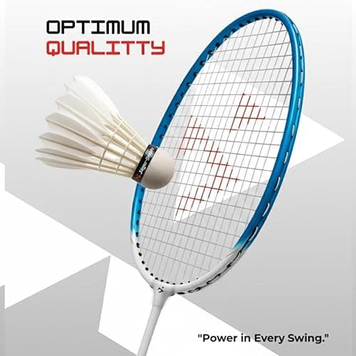 Jager-Smith JS2000(Blue,White) Combo Aluminium Badminton Racquet with Tempered Steel Shaft & Featherlite 2 (Pack of 3) Feather Shuttles&Full Cover (Made in India) 3
