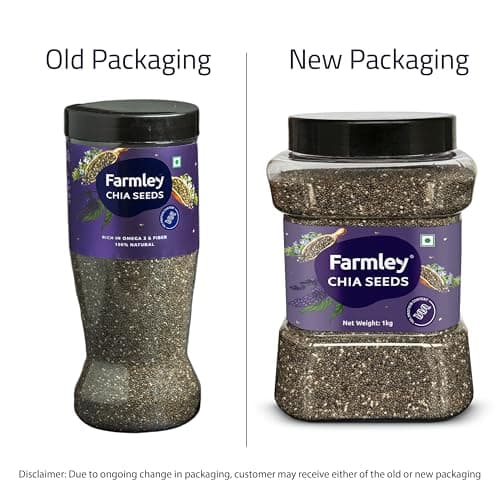 Farmley Chia Seeds 1 Kg, I Seeds for Eating | Seeds for Weight Management | Rich in Calcium, Omega-3, Protein, Fibre, & Non GMO, Reusable Jar (Pack of 1) 3