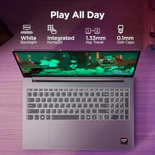 Lenovo LOQ Essential AMD Ryzen 7 7735HS | NVIDIA RTX 4050 6GB (16GB RAM/512GB SSD/144Hz Refresh Rate/15.6" (39.6cm)/Windows 11/Office Home 2024/3 Mon. Game Pass/Grey/1.8Kg), 83S0009TIN Gaming Laptop 5