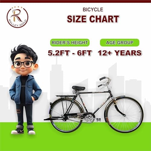 RALLEY GOLD Rally Popular 22 Inch Men's Full Size Bicycle | with Carrier, Stand and Lock | Single Speed (48 Teeth Heavy Duty Chainwheel), Road Bike 5