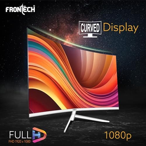 FRONTECH Ultima Series 24 Inch Curved LED Monitor| Refresh Rate 100Hz, VA Panel, 1800R Curve | Full HD 1080p, Bezel Less Design | HDMI & VGA Ports (MON-0080, White) 4