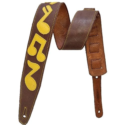 antigo Leather Guitar Strap | Leather Guitar Belt | for Acoustic/Electric/Bass/Folk/Mandolin 2 Inch Wide HAND MADE | Antique Look Finish | Size Adjustable | ANTIQUE BROWN G-003