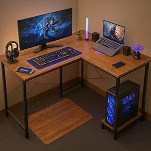 Callas L Shaped Computer Desk - Gaming Corner 50 Inch PC, Computer Corner Desk, Writing Workstation with Wooden Desktop CPU Stand for Home, Office, Room & Small Space (Walnut - ST-22 Walnut(R))