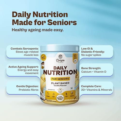 Origin Nutrition Senior Elder Adult Care Plant Based Protein Powder | Diabetic Friendly | For Healthy Ageing | 20 Vitamins & Minerals | 5 Superfoods Ayurvedic Herbs | Easy to Digest | No Preservatives 2