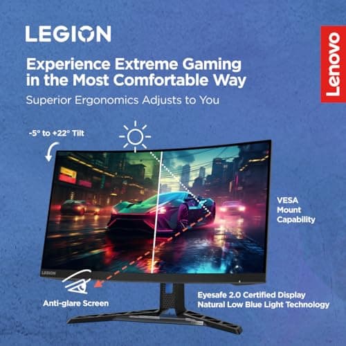 Lenovo Legion R27fc-30, 27 Inch (68.58cm), FHD 1920x1080, 240Hz, Black, 0.5ms, AMD FreeSync, NVIDIA G-Sync, 99% sRGB, Speaker, 2xHDMI, 1xDP, Tilt, Swivel, Pivot, Height Adjust Stand Gaming Monitor 4