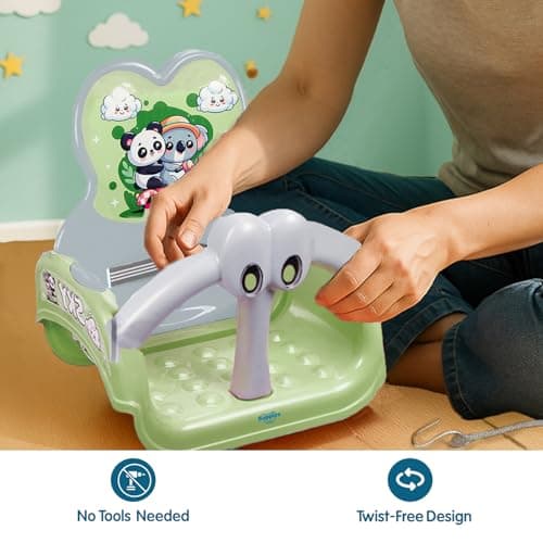 Amazon Brand - Supples Baby Swing for Kids | Non-Toxic Plastic | Indoor & Outdoor Use | Adjustable Design with Safety Belt | Age 6 Months to 4 Years | Green & Grey 5