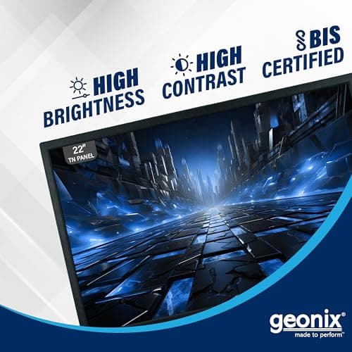 GEONIX 22 Inch PC Monitor | Full HD 1680 x 1050 Pixels | Display Output VGA & HDMI | with LED Back Light Technology |3 Years Warranty 3