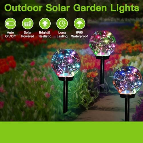 GIGAWATTS GW-906 Solar Globe Garden Light 20 LED IP65 Waterproof BIS Approved Outdoor Bubble Ball Lamp with 2V Panel & 600mAh Ni-MH Battery for Home Garden Backyards Pathways (Pack of 1, Multicolour) 5