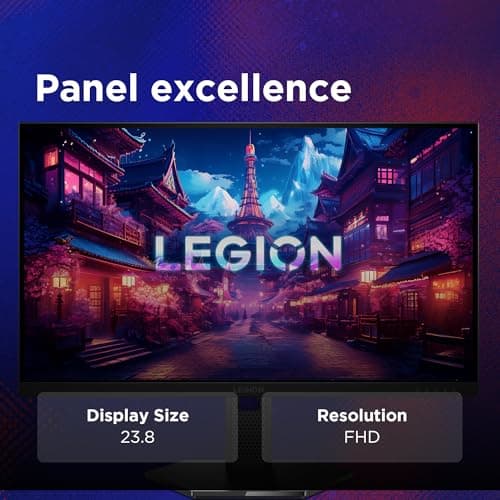 Lenovo Legion 24-10, 24 Inch IPS Full HD Gaming Monitor, 240Hz, 0.5ms, AMD FreeSyn Premium, NVIDIA G-Sync, 99% sRGB, Eyesafe, Dual HDMI, Display Port, Tilt, Swivel, Pivot, Height Adjust, Black 2