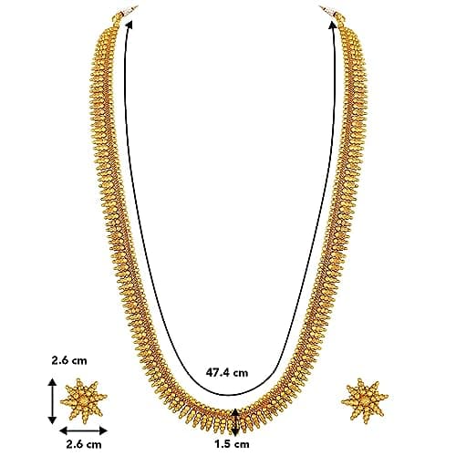 Peora Traditional Gold Plated Maharani Haar Necklace with Earrings South Indian Traditional Festive Bridal Wear Jewellery Set Gift for Women 4
